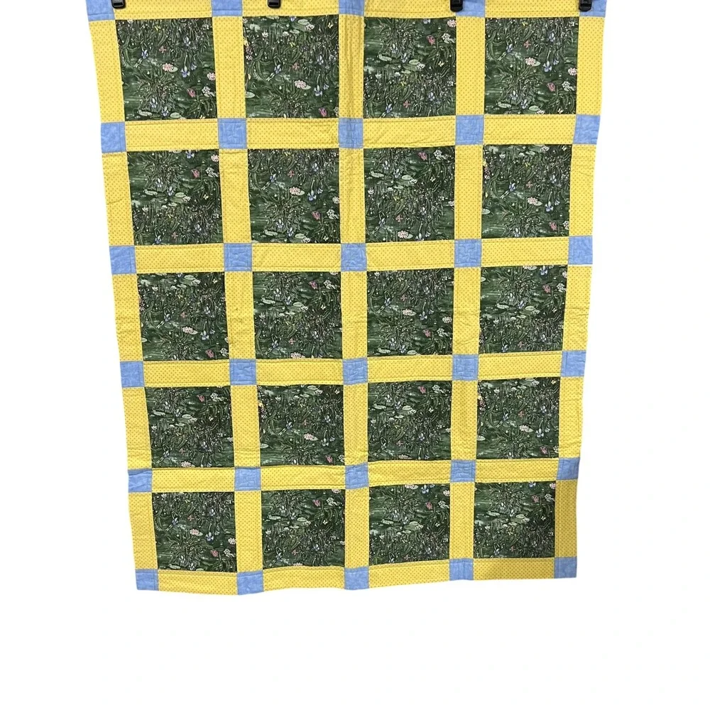 Handmade Botanical Pond Life Patchwork 54x42 Quilt Decor Throw